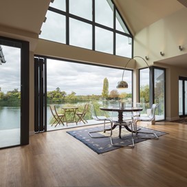 Origin products perfectly frame the stunning view from this home-owners dream lake-house