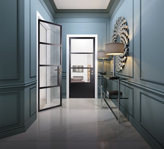 Origin black aluminium internal doors with glass 