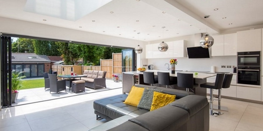 Large open-plan extension with Open Origin bi-folds which open onto a large garden patio.