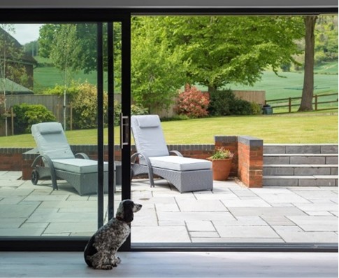 Sliding doors leading into garden