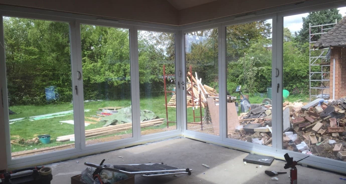 corner bifold doors internal view