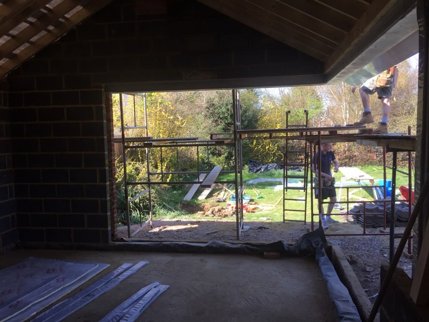 inside view under construction bifold doors