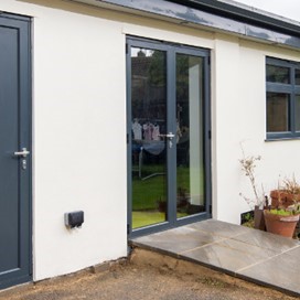 A look at the Origin doors leading out to the garden at the renovated property