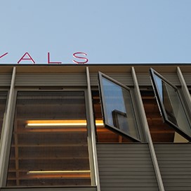A low angle shot showing the new windows in the roof of the Royals Youth Centre in London