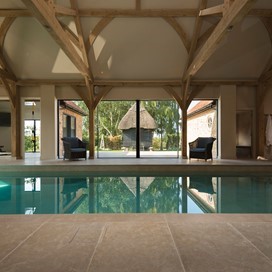 The Perfect Pool Room Created with the Origin Artisan Sliding Door (OS-20) 