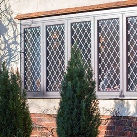 Cross sectioned windows looking out into the front of the house