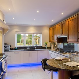 A view of the updated kitchen, featuring windows by Origin