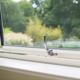 Close up view of a origin window handle