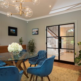 Origin Internal doors with no outer frame, are the perfect sleek addition to this modern country home 