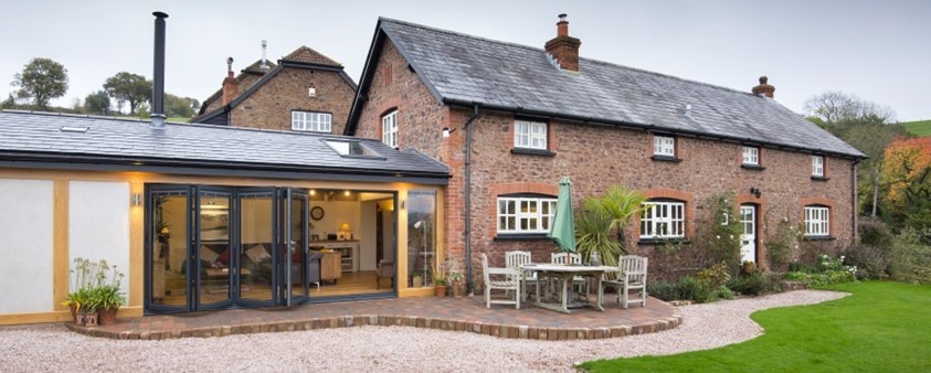 A view of the new extension to Barton Barn using Origin's windows and doors