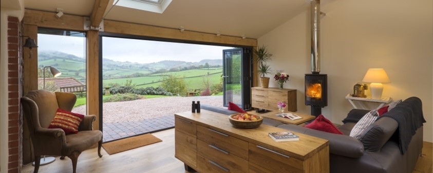The view from within the Barton Barn extension out through Origin's fully opened doors