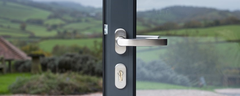 A close up of the handle of an Origin bifold door