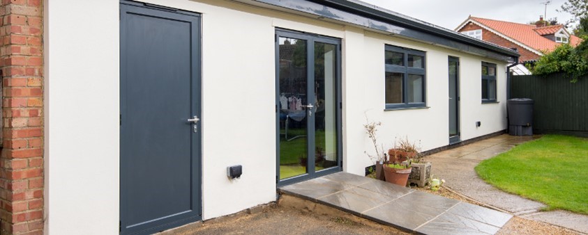 A look at the Origin doors leading out to the garden at the renovated property