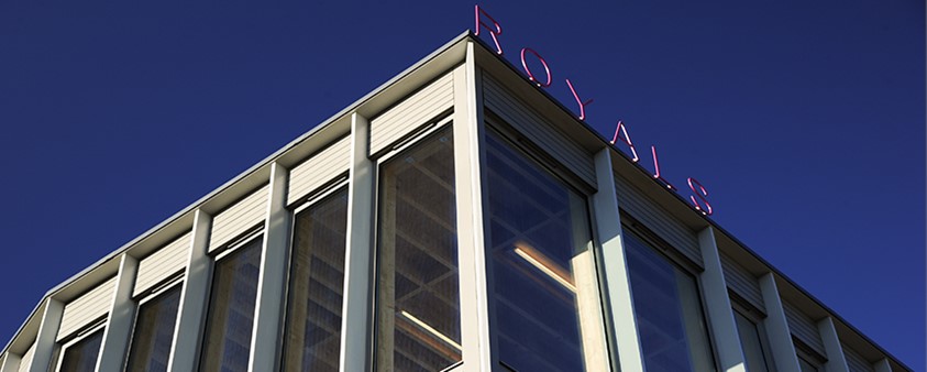 A low angle shot of the Royals building