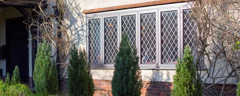 Cross sectioned windows looking out into the front of the house