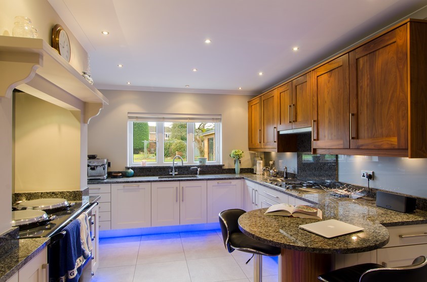 A view of the updated kitchen, featuring windows by Origin