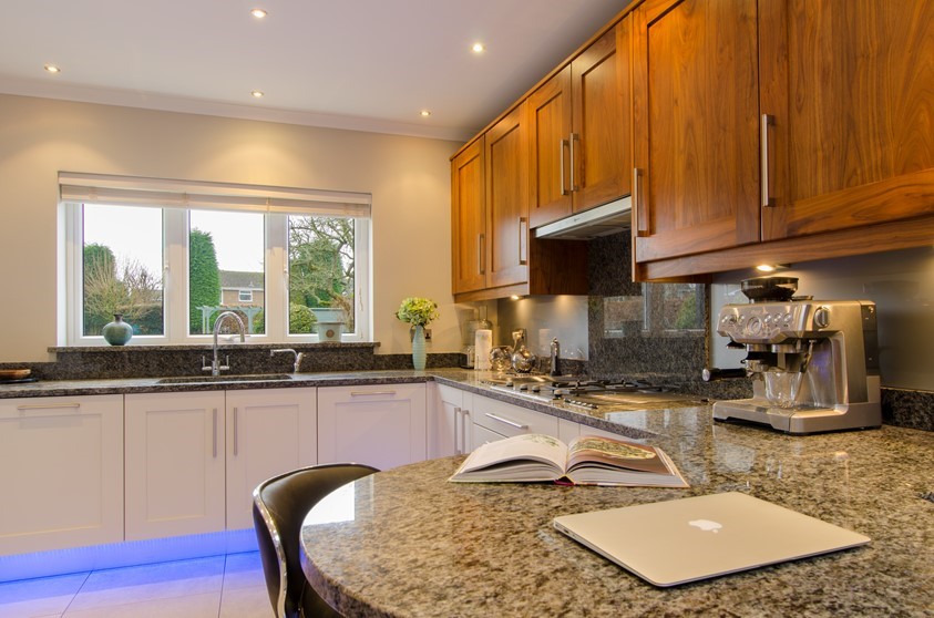 A view of Origin's windows and blinds used in the kitchen