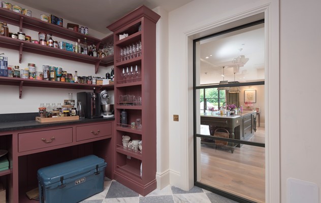 This grand country home bought to life by Origins Soho products in a dark olive green… 