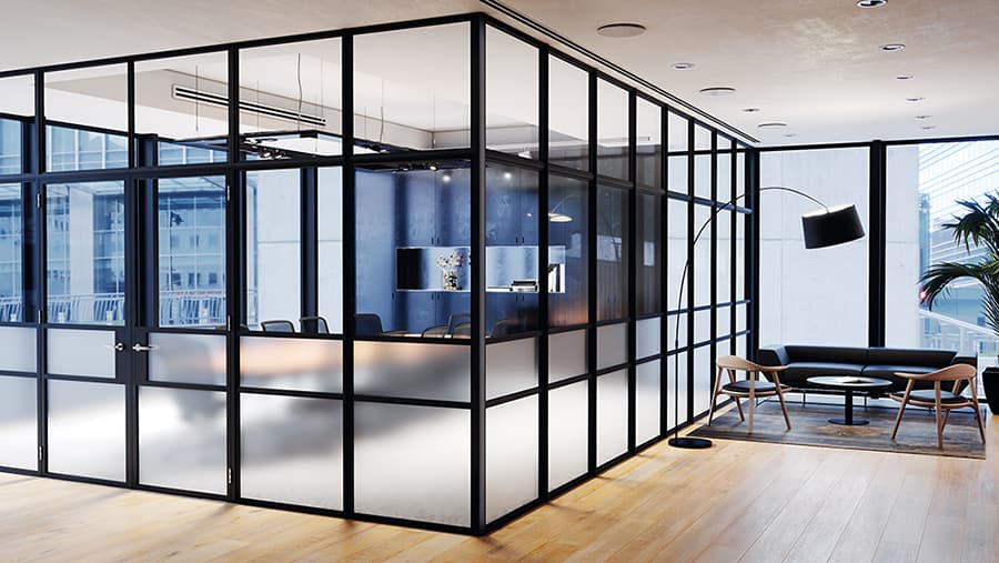 A black set of corner room dividers