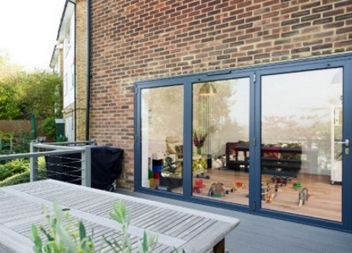 Aluminium bi-fold patio doors showcasing it's slimline frames.