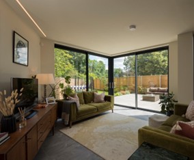 Origing doors in a mid century setting