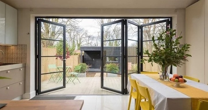 Open Origin Bifold doors in a Kitchen setting