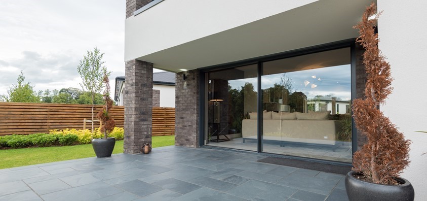 external sliding doors from a garden